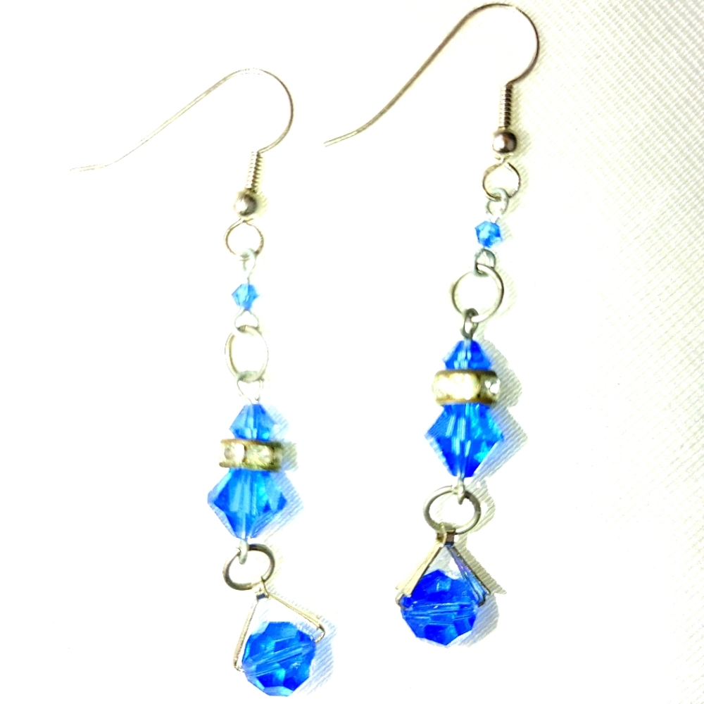 Blue Swarovski in vintage Crystal dangle ea…